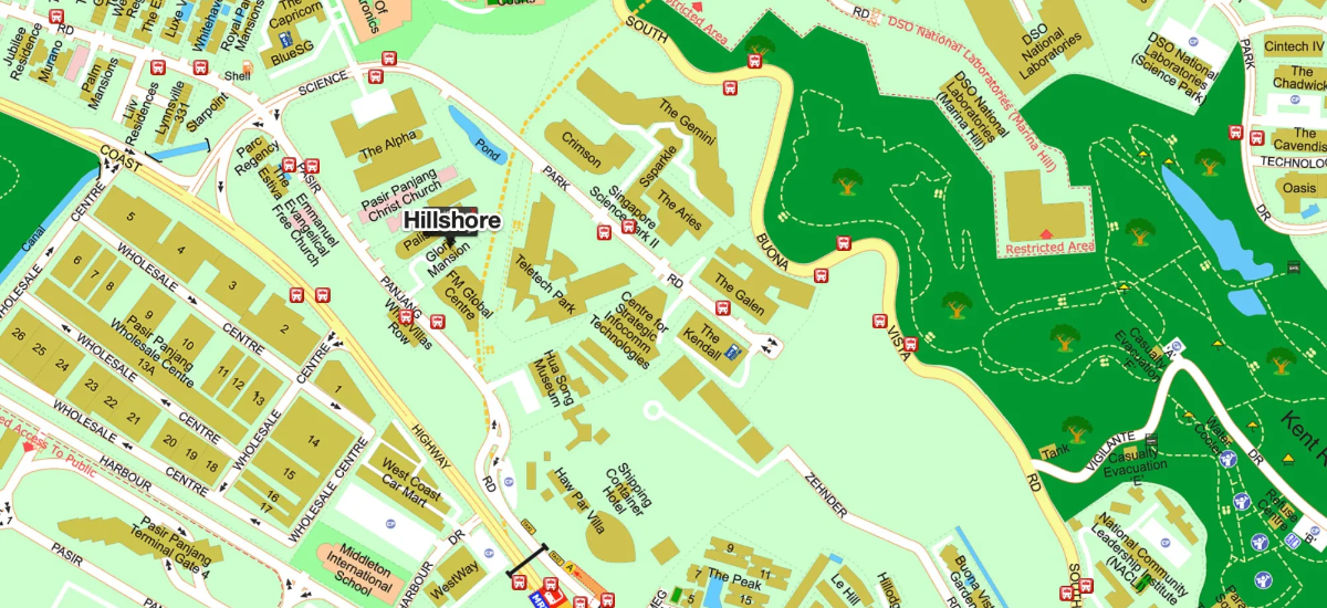 The Hillshore — location map, Pasir Panjang / West Coast