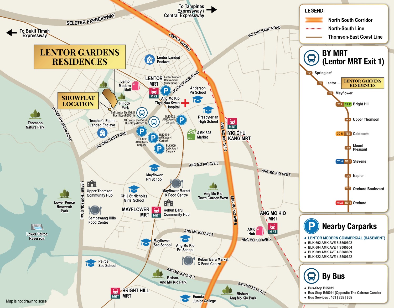 Location map — Lentor MRT, Lentor Modern, nearby schools and amenities