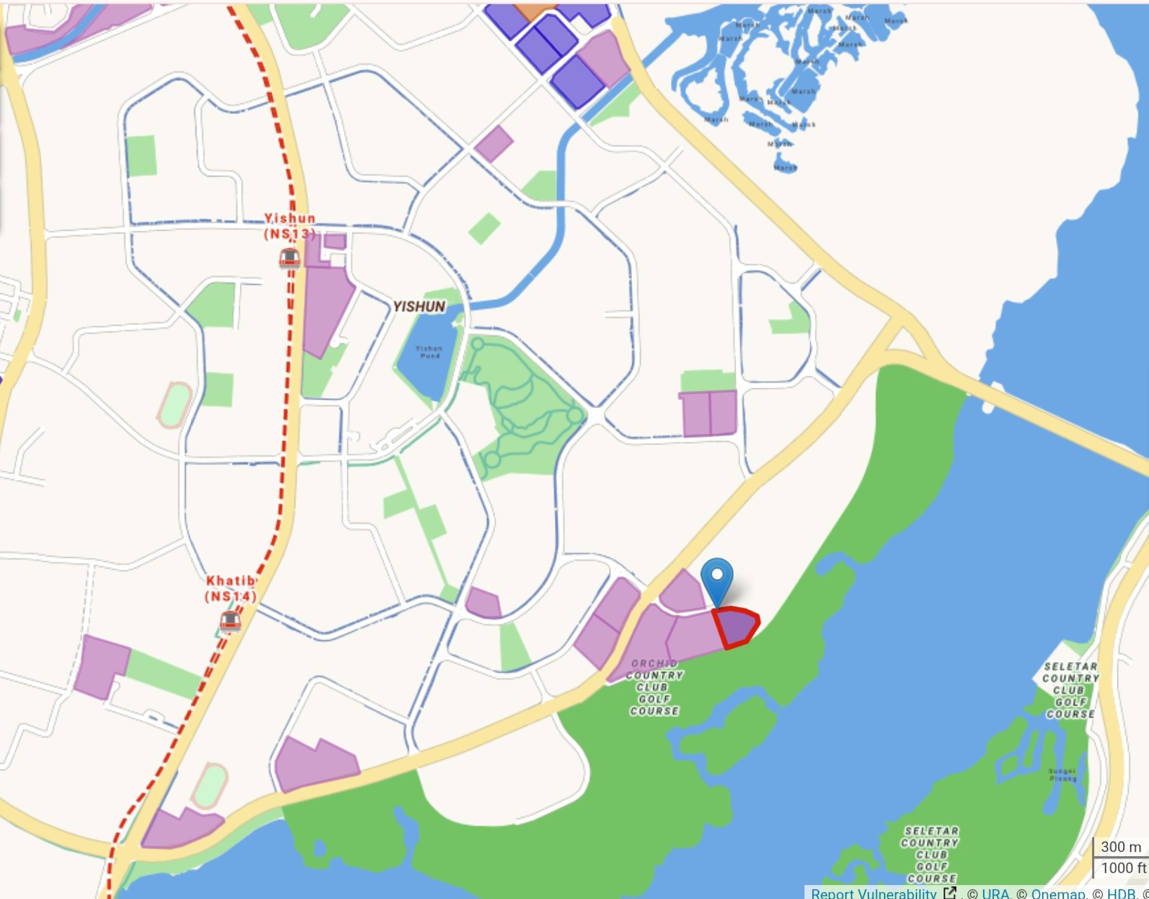 Miltonia Close site — URA Space map near Khatib MRT, Yishun and Orchid Country Club