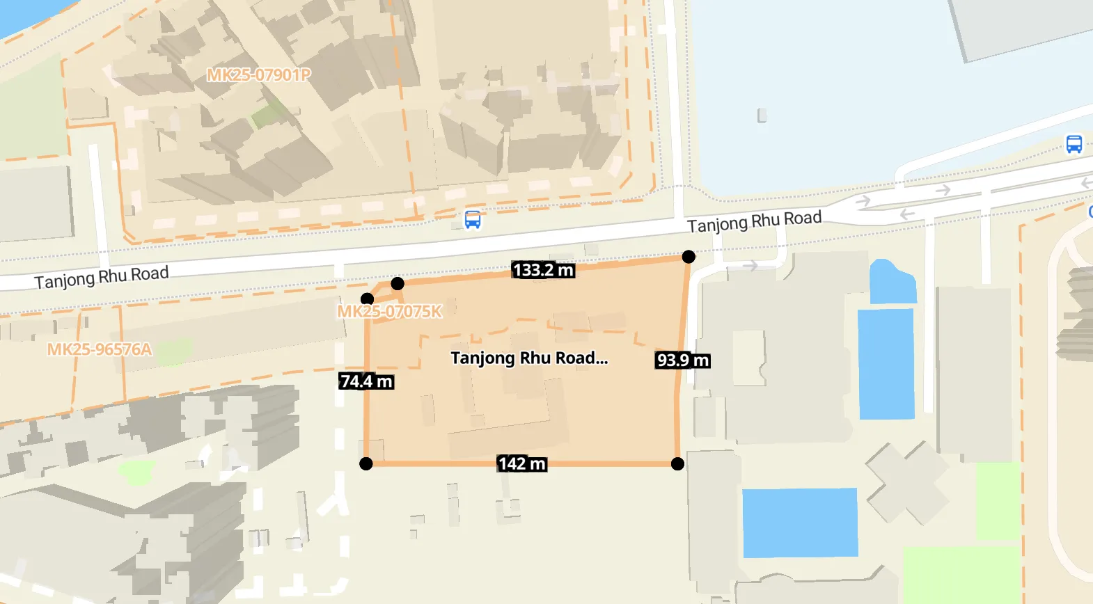 Tanjong Rhu Grand — 位置图，加冷盆地滨水区、体育场地铁站及附近设施