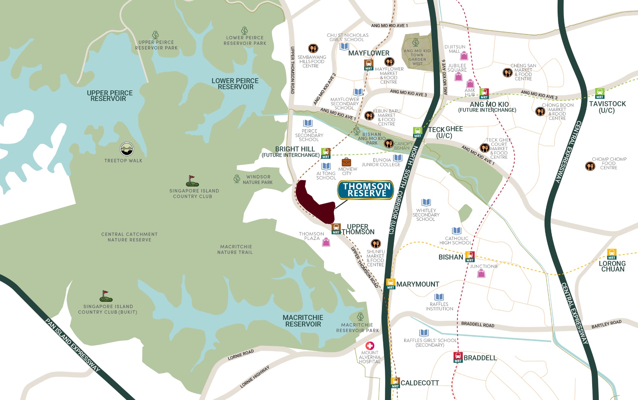 Thomson Reserve location — Upper Thomson, Central Catchment & Ang Mo Kio context map