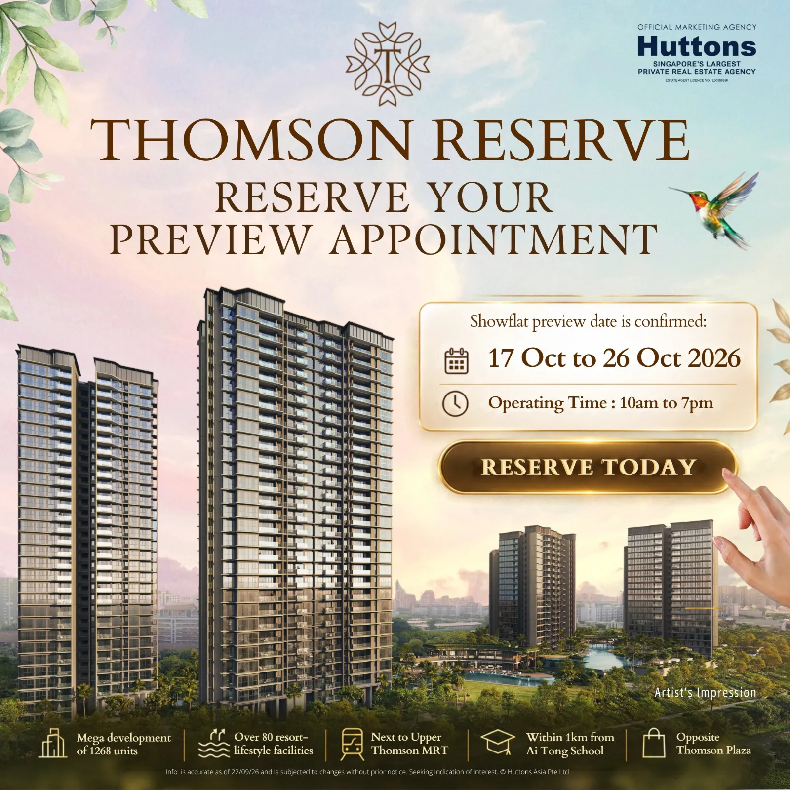 Thomson Reserve showflat preview 17 to 26 October 2026, 10am to 7pm
